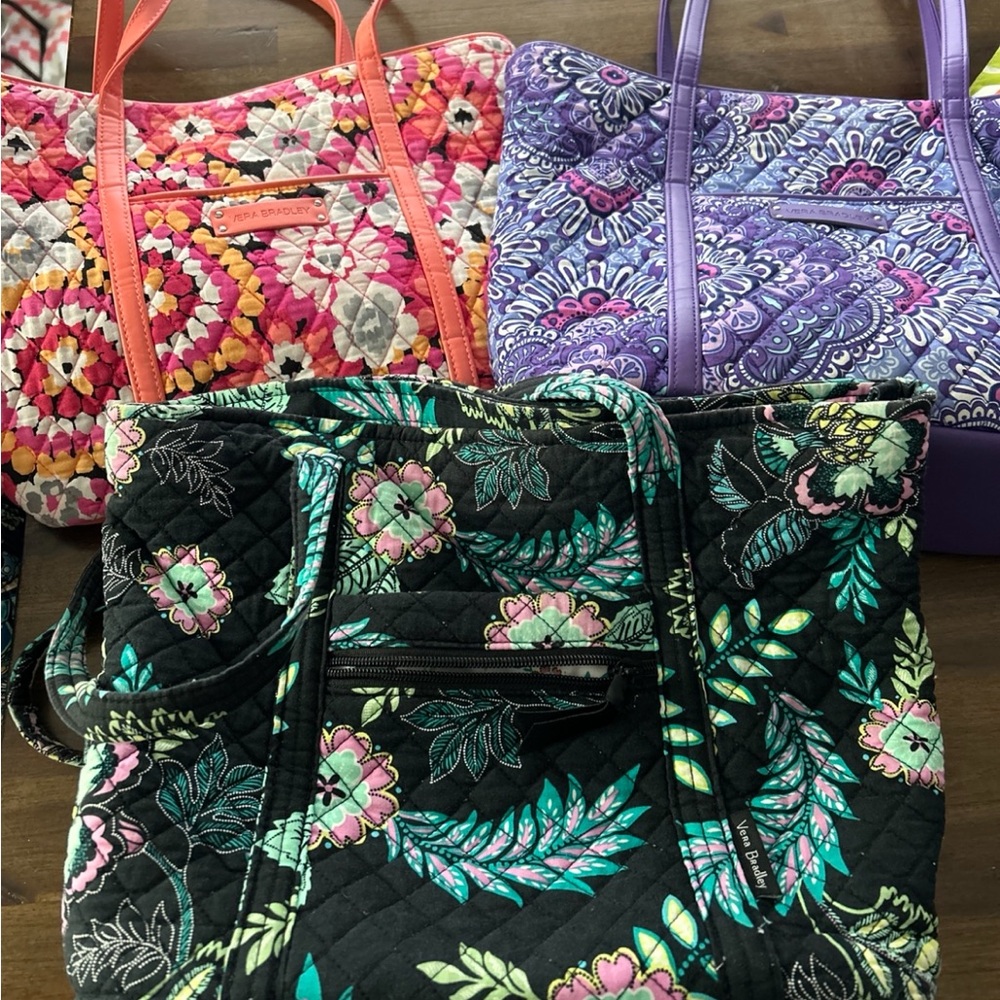 Vera Bradley Black and Pink Tote Bag with Intricate Patterns